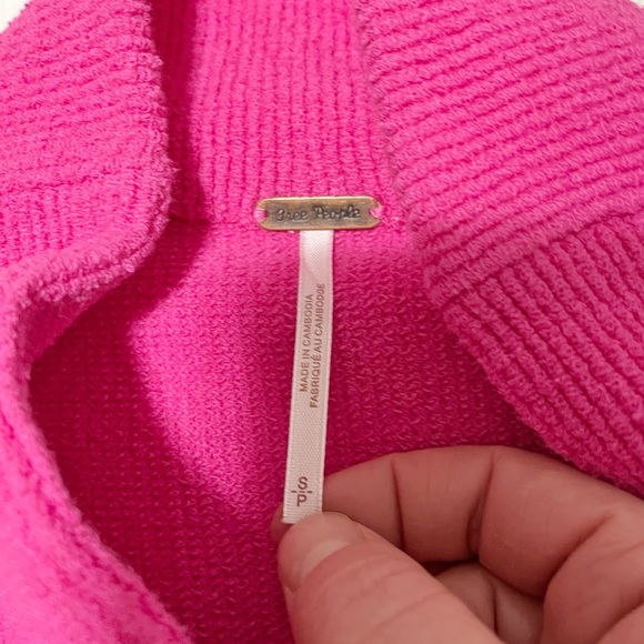 NWT Free People Ottoman Oversized Slouchy Ribbed Knit Raspberry Rose Pink Small - Picture 11 of 16